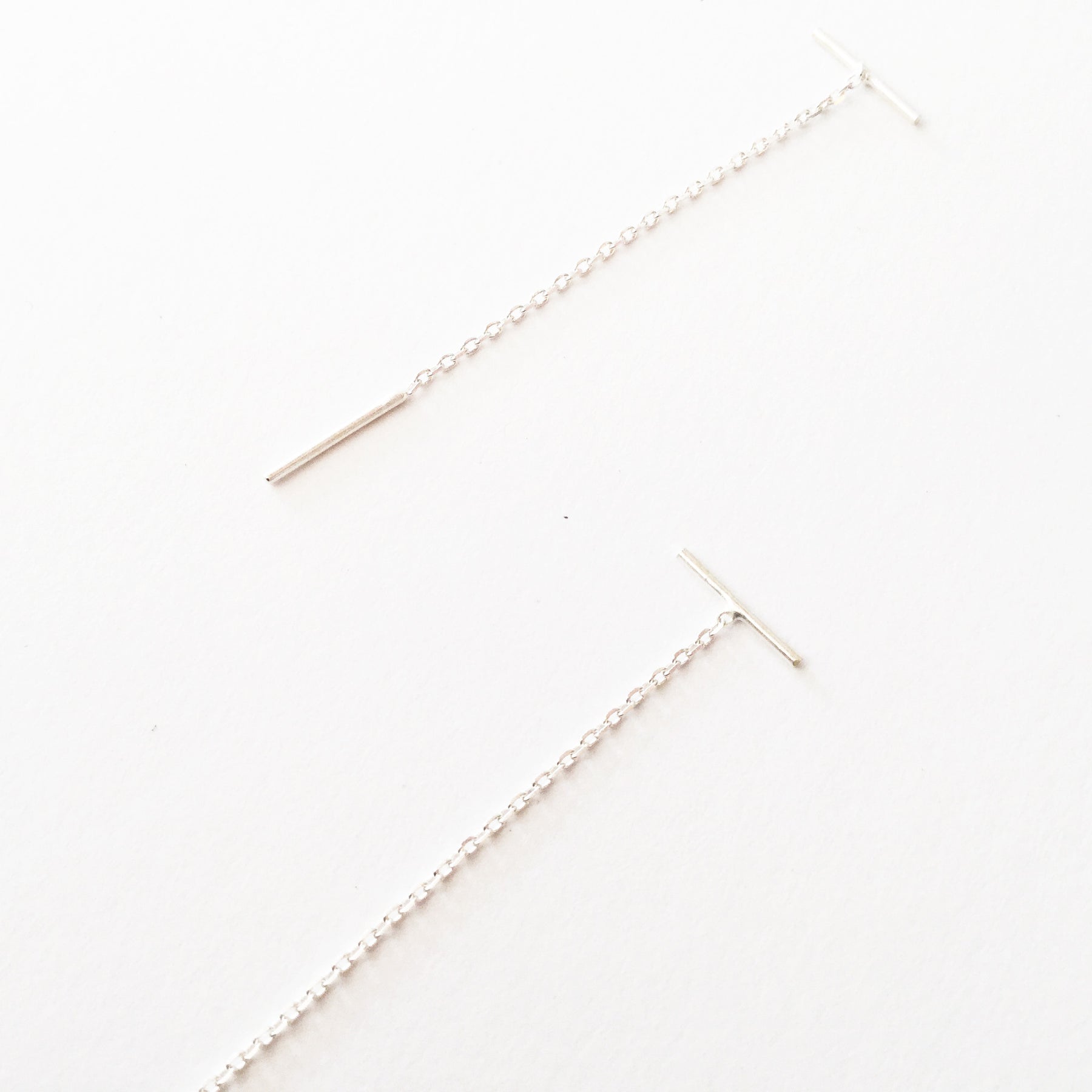 Sterling silver threader chain earrings discount